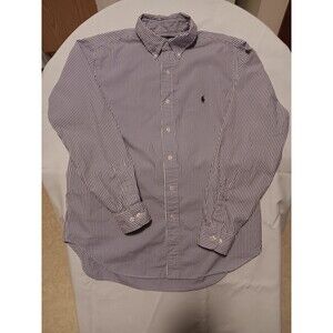 Mens Ralph Lauren Polo Size 16 Long Sleeved Button Down Shirt Blue/White Striped